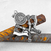 Viking Norse Rune Axe Pendant Necklace — Stainless Steel