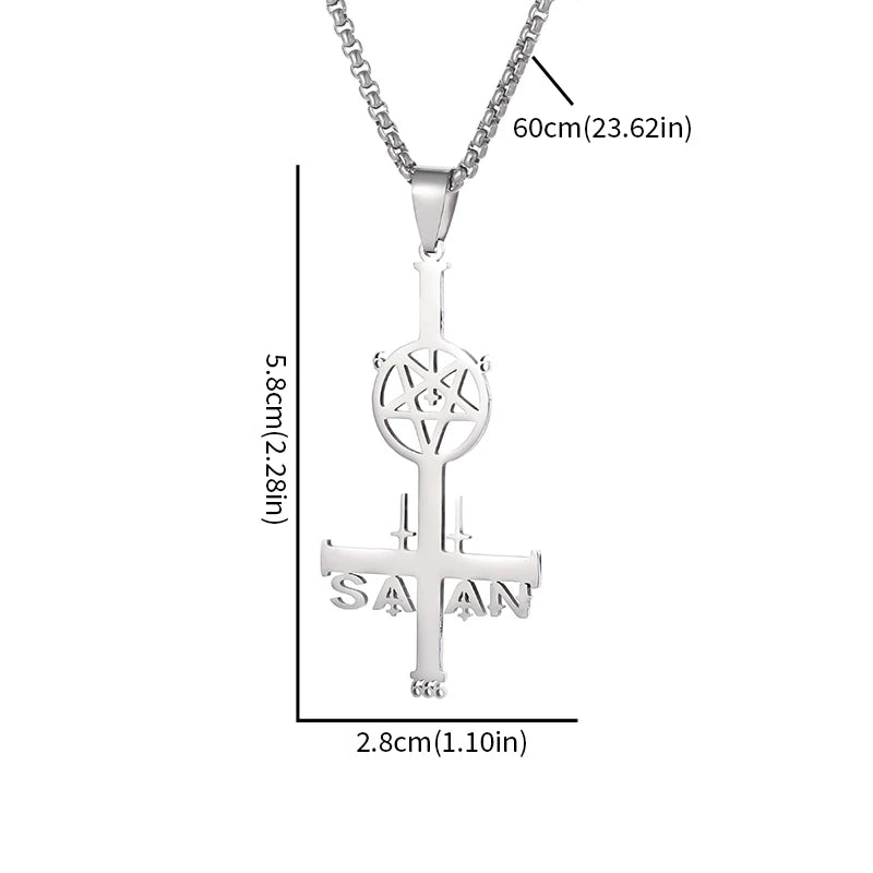 Inverted Cross Stainless Steel Pendant Necklace