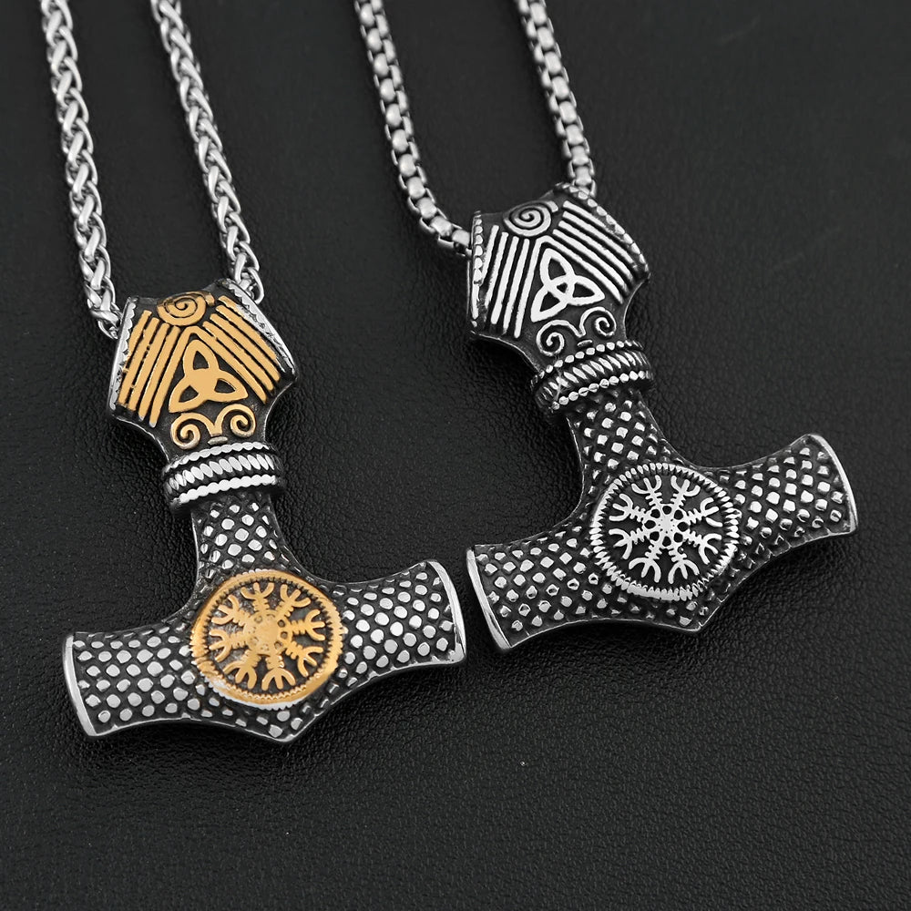 Thor Mjolnir Steel Pendant Vintage Viking Hammer