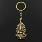 Ganesha Elephant Keychain — Antique Silver-Tone, 62x32mm