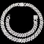 14 MM Prong Cuban Link Chain Necklace For Men Hip Hop Iced Out Bling Luxury Full Rhinestone Paved Necklace Rapper