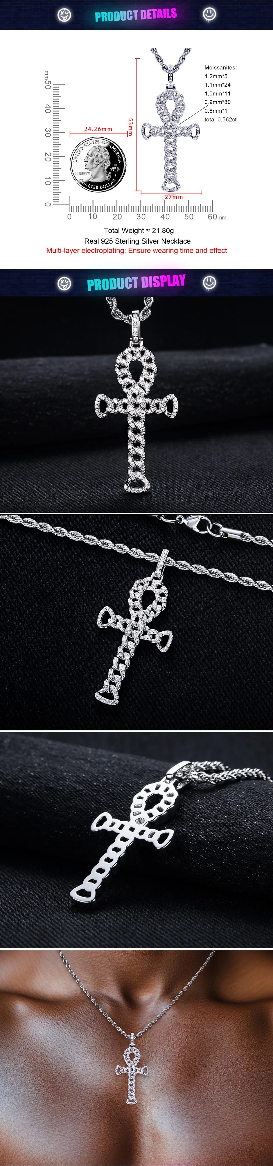 Iced Out Cross Pendant — 925 Silver VVS