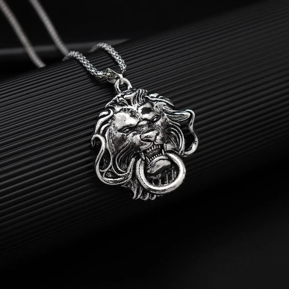 Vintage Terror Lion Head Pendant — Stainless Steel