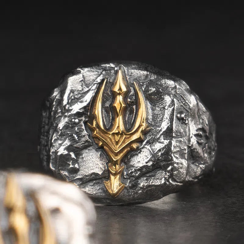 Silver Trident Open Ring — Vintage Gothic Punk