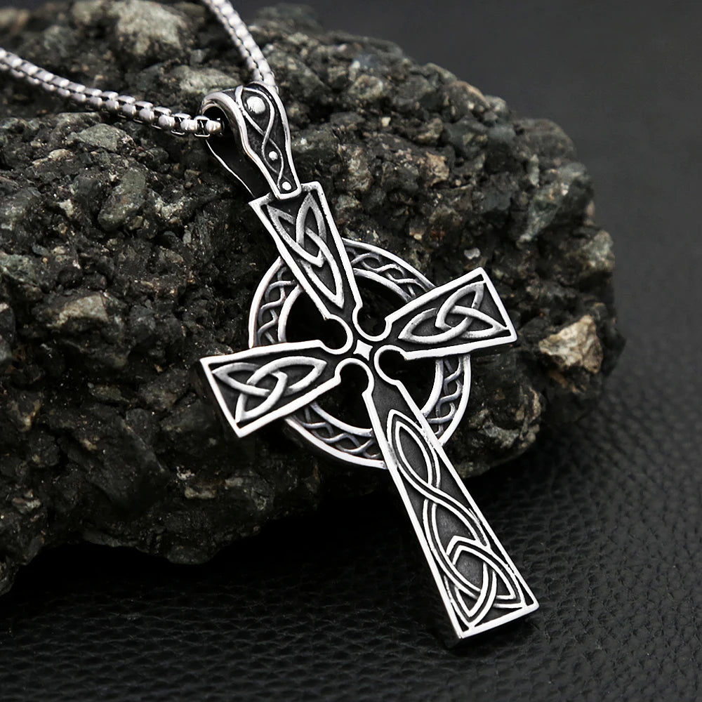 Celtic Cross Steel Pendant Retro Nordic Knot Punk