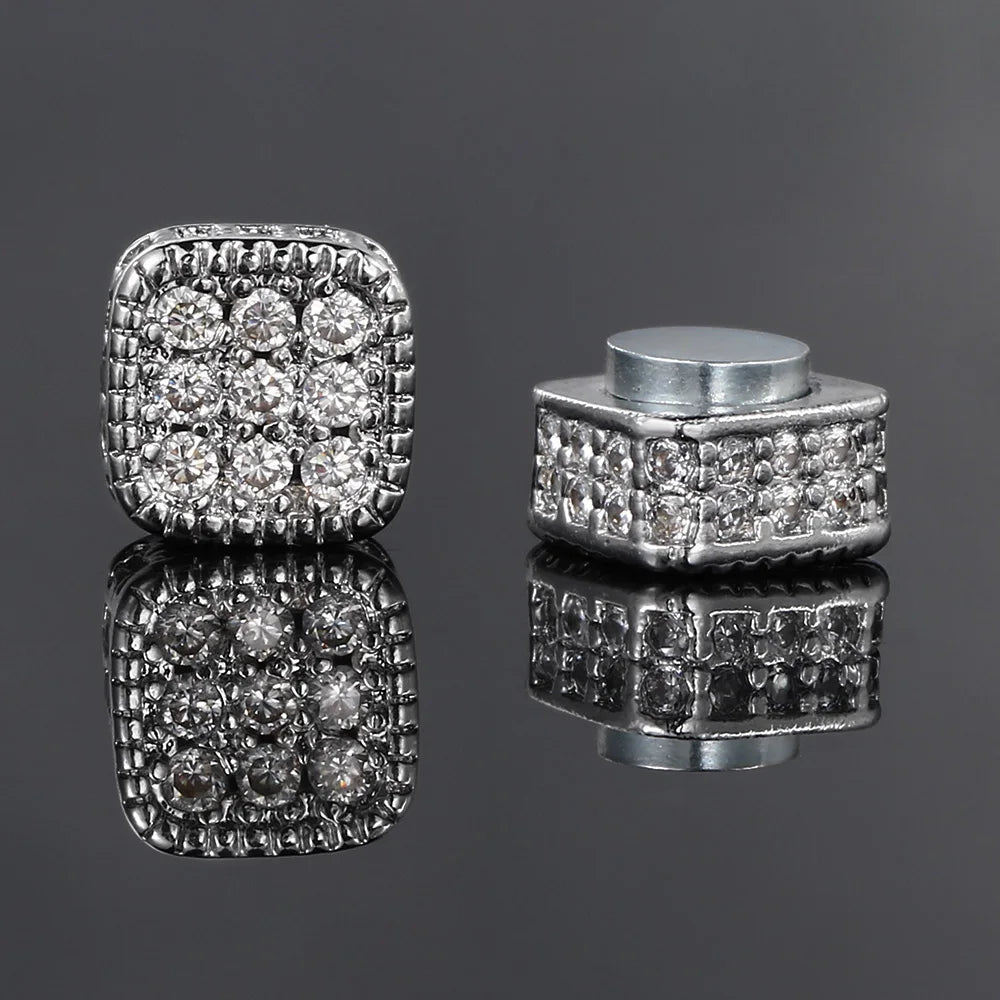 Iced Out Magnetic Ear Clip — Silver
