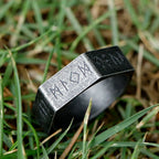 2023 New Creative Style 316L Stainless Steel Hexagon Viking Nordic Runes Ring For Men Fashion Biker Cool Jewelry Gift