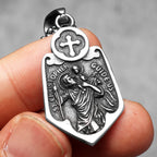 Cross Shield Pendant — Stainless Steel