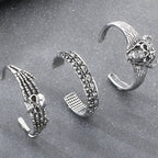 Cool Gothic Viking Skull Head Bracelet for Men Solid Stainless Steel Bangle Bracelets Opening Cuff Punk Rock Jewelry