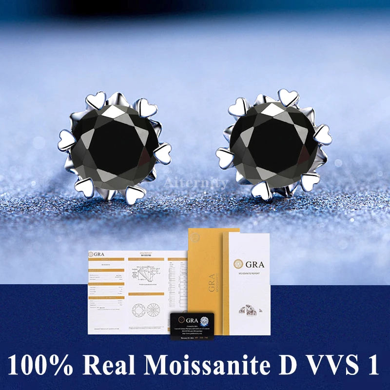 Moissanite Studs Earrings Pass Diamond tester Pen For Men Women 18K Platinum Plated Bride Wedding Gemstone 925 Silver Earrings