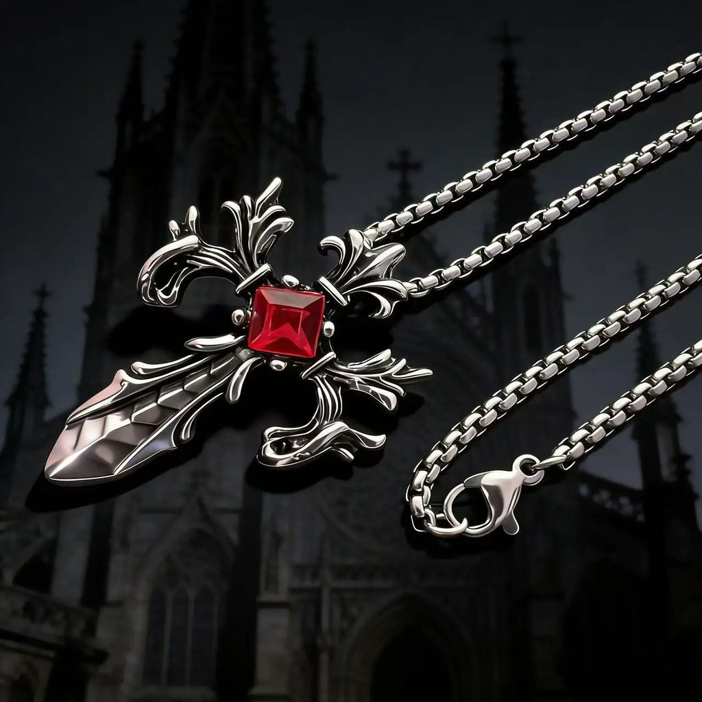 Stone Cross Pendant Necklace