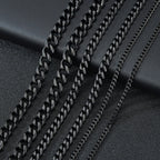 1 piece Size 3.6mm/5mm/7mm Men's Necklace Stainless Steel Cuban Link Chain Bracelet Necklace Steel Gold Black Color Male Jewelry