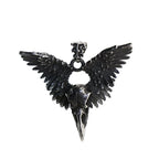 Vintage Wing Crow Skull Pendant Necklace Men Women Punk Goth Raven Skull Necklace Choker Fashion Stainless Steel