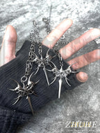 Double Skull Horn Pendant Necklace — Copper