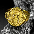 Vintage Catholic Saint Michael Protection Rings for Men Stainless Steel Archangel Boyfriend Jewelry Gifts RRR459S05