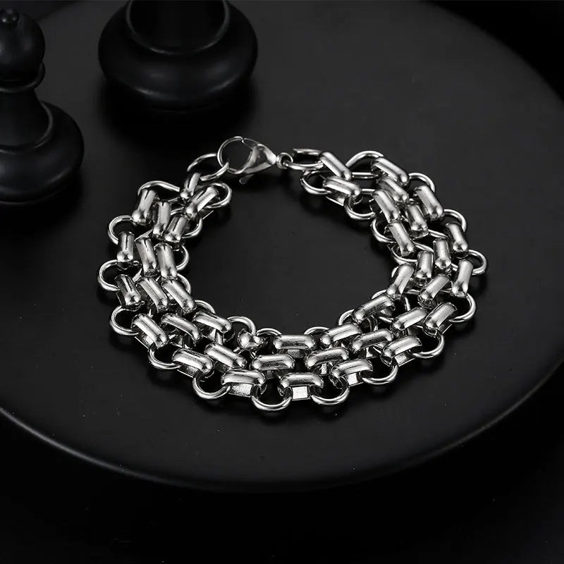 2022 New Trendy 316L Stainless Steel Base Chain Bracelet for Men Women Link Cuban Byzantine Coffee Beans Pig Nose Jewelry Gift