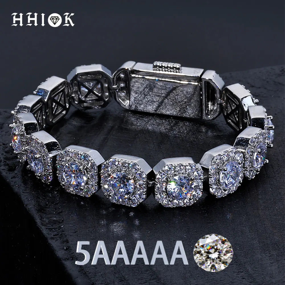 Valentine Day Cluster Tennis Bracelet Hip Hop Jewelry Sparkle 5A CZ Diamond 10/12mm Rock Sugar Tennis Bracelet Gift