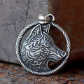 Viking Wolf Stainless Steel Pendant Necklace