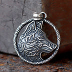 Viking Wolf Stainless Steel Pendant Necklace
