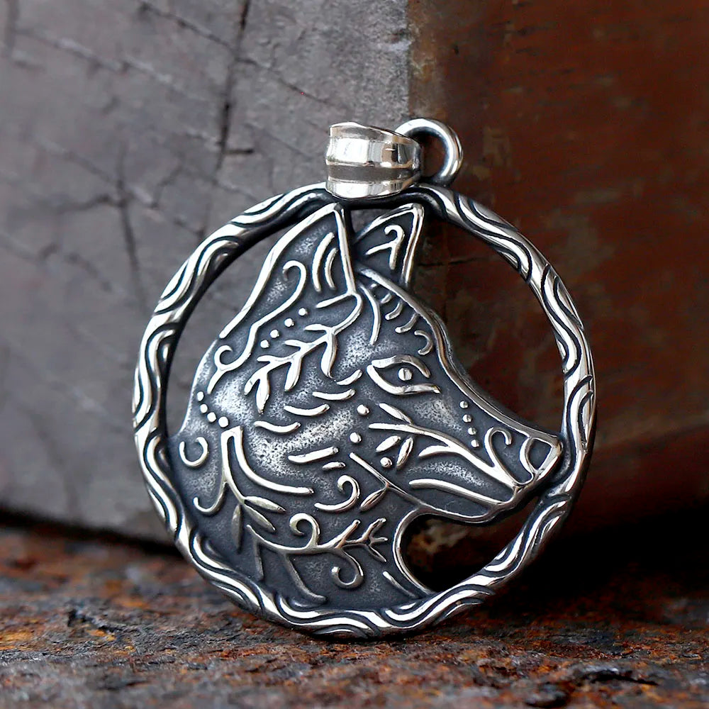 Viking Wolf Stainless Steel Pendant Necklace