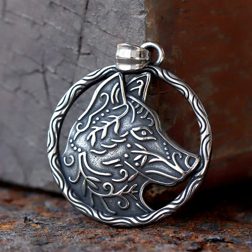 Viking Wolf Stainless Steel Pendant Necklace