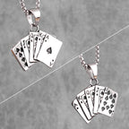 Flush Poker Gambling Long Men Necklaces Pendants Chain Punk for Boyfriend Male Stainless Steel Jewelry Creativity Gift