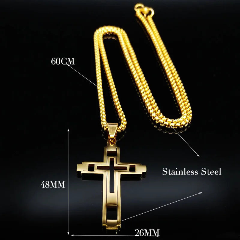 Cross Steel Pendant Hollow Religion