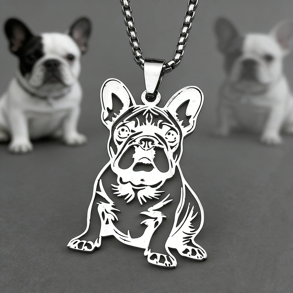 Sweet French Bulldog Chain For Women Men Stainless Steel Silver Color Animal Puppy Pug Dog Lovely Pendant Necklace