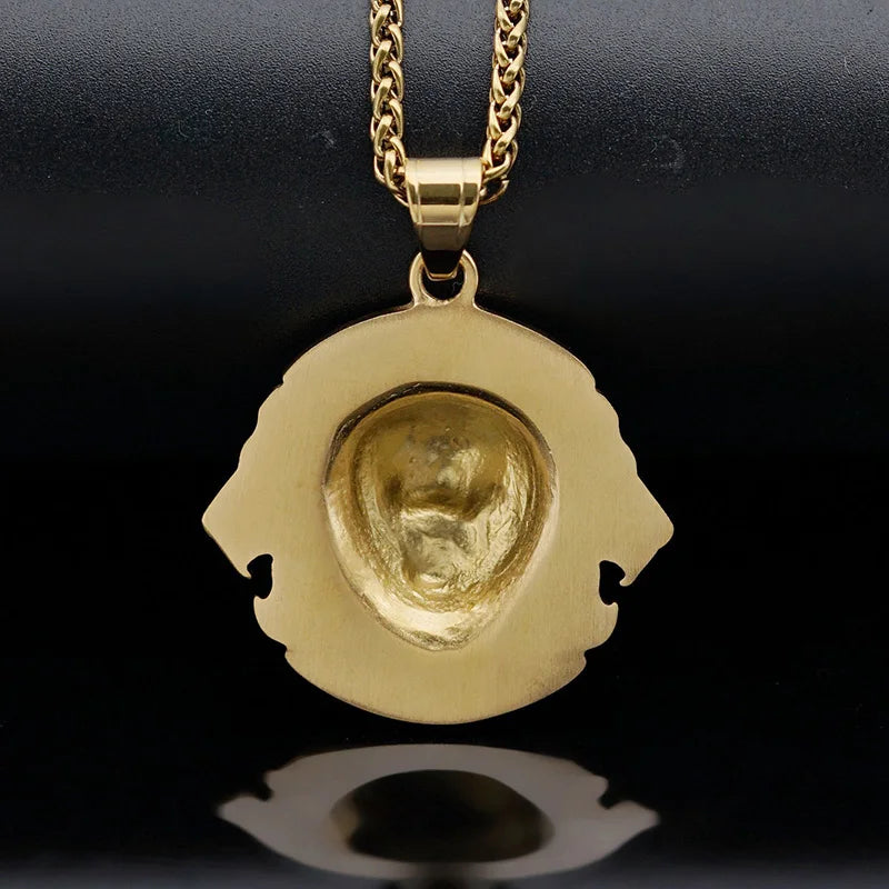 Solid Lion Pendant Necklace — Gold