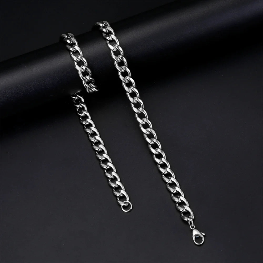My Shape 3mm-10mm Cuban Chain Stainless Steel Necklaces for Men Male Chains Figaro Box Chain Choker Punk Jewelry 45cm 50cm 60cm