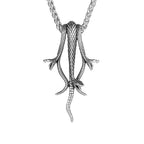 Retro Long Snake Three Headed Snake Pendant Necklace Stainless Steel Punk Biker Snake Necklace For Men Women Jewelry Gift