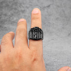 Cross Bible Ring Black — Stainless Steel