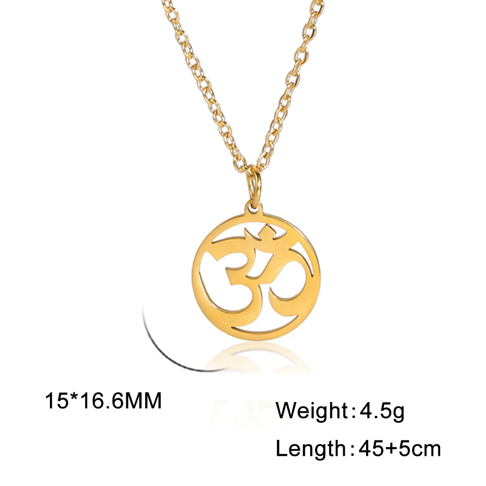 Dawapara India Tamil Om Symbol with Trident Pendant Stainless Steel Necklace Om Shiva Symbol Yoga Vintage Talisman