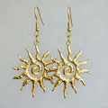 Fashion Vintage Chic Sun Shaped Pendant Necklace Stainless Steel Earrings Statement Golden Fashion Jewlery Accessories
