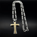 Lord's Prayer Jesus Cross Pendant Necklace — Stainless Steel