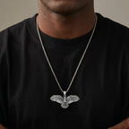 Vnox Men's Stainless Steel Eagle Pendant Necklace, Gold Silver Plated Hip Hop Box Chain, Punk Jewelry Gift for Dad Husband Son