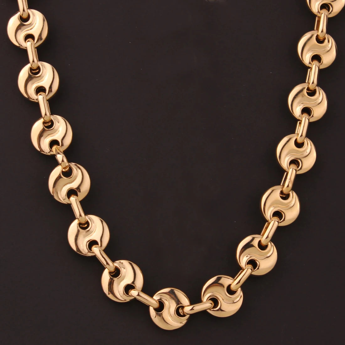 Coffee Bean Chain Necklace 10mm — Gold