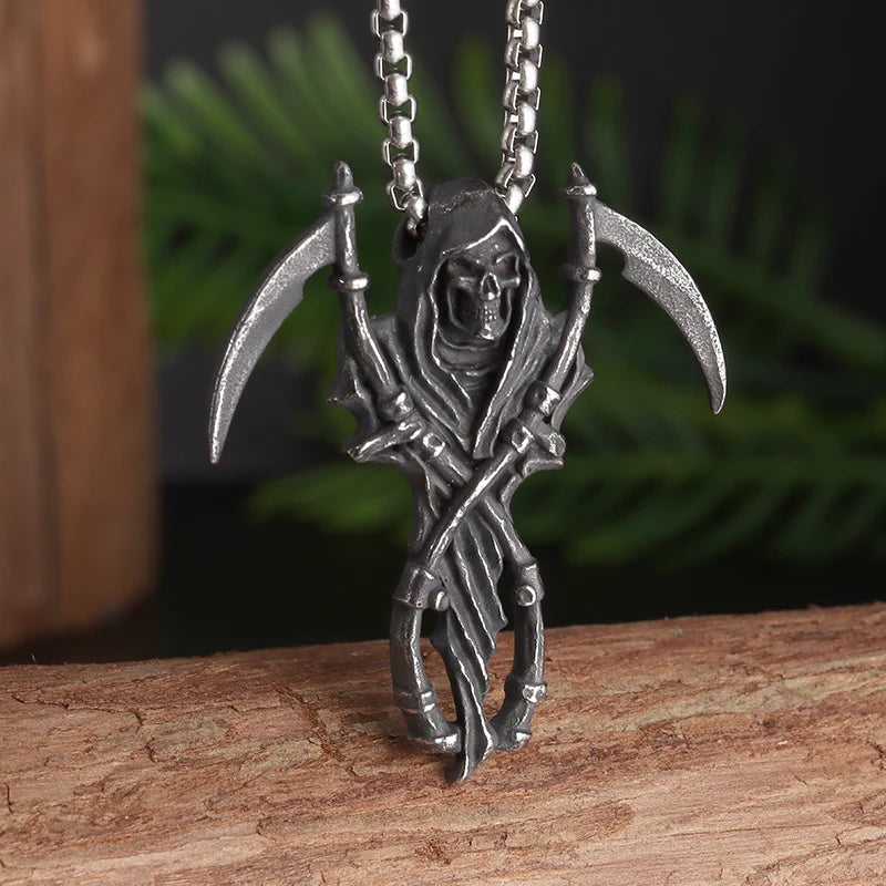 Cool Heavy Bicycle Chain Skull Motorcycles Engine Metal Pendant Jewelry Motor Biker Skull Cross Men Pendant
