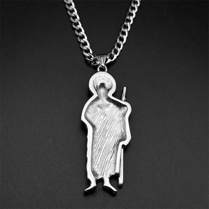 San Judas Tadeo Pendant Necklace for Men Women Stainless Steel Gold Silver Color Saint Jude Thaddeus Chain Amulet