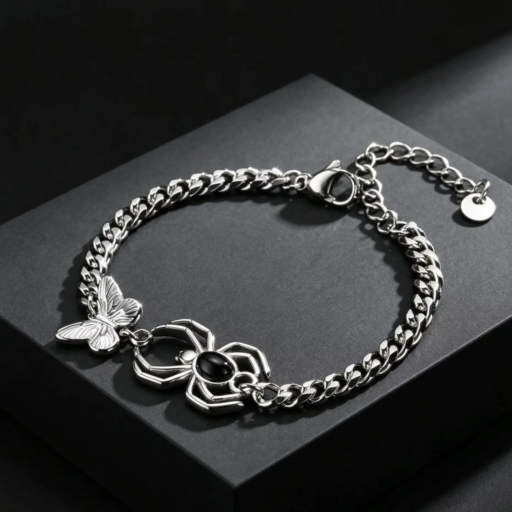 Gothic Spider Butterfly Chain Bracelet for Men — Stainless Steel
