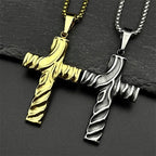 Cross Jesus Christ Gold Pendant Christian Crease