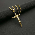 316L Stainless Steel Link Chain INRI Jesus Cross Crucifix Pendant&Necklaces Men Fashion Jewelry Gold Silver Color Father Gift