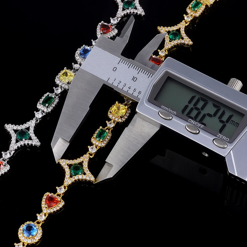 Iced Out Chain Necklace Stainless Steel Multicolor