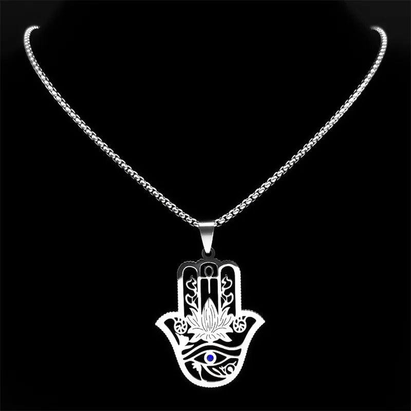 Hamsa Ankh Eye of Horus Pendant Necklace