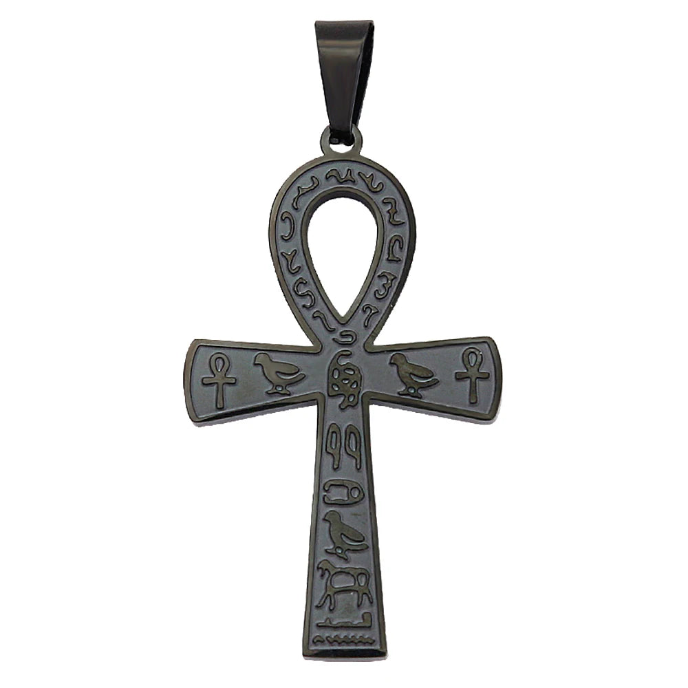 Vintage Punk Anka Cross Pendant Stainless Steel Egyptian Necklaces For Men Women Unique Rune Amulet Jewelry Gifts