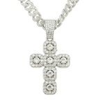 Iced Out Square Cross 13mm Cuban Chain Necklace — Zinc Alloy