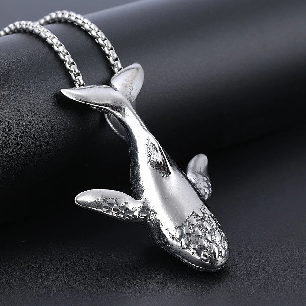 Whale Steel Pendant 316L Men Women Simple Necklace