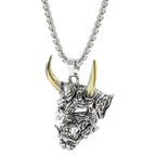 Handsome Rascal Ghost Mask Pendant Necklace Gold & Silver Color Horn Bull King Design Fashion Jewelry for Men And Women
