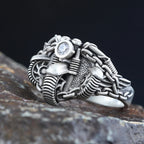 Skull Motorcycle Ring — 925 Silver