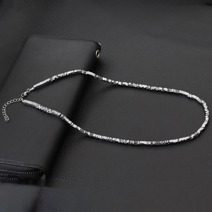 Exquisite Hematite Stone Beads Necklace Men 4 Styles Silver Gold Color 19 Inches Short Collar Jewelry Wealth Leisure Accessories